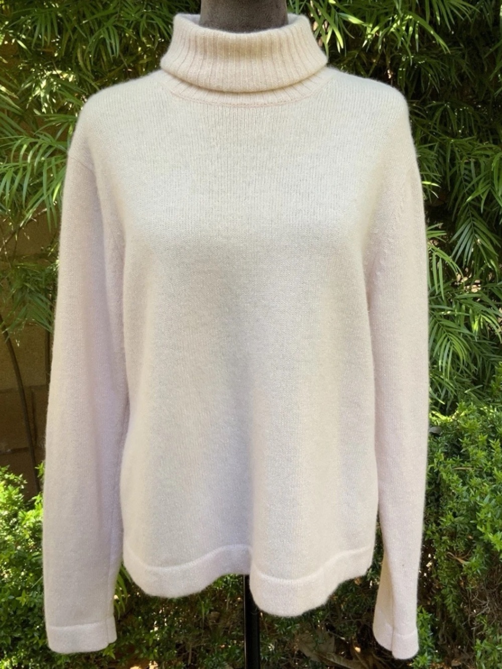 Vintage Liz Claiborne Angora Lambswool Metallic Pink Turtleneck Sweater XL